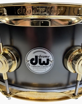 DW Collectors' Brass Snare (Satin Black) with Gold Hardware 3